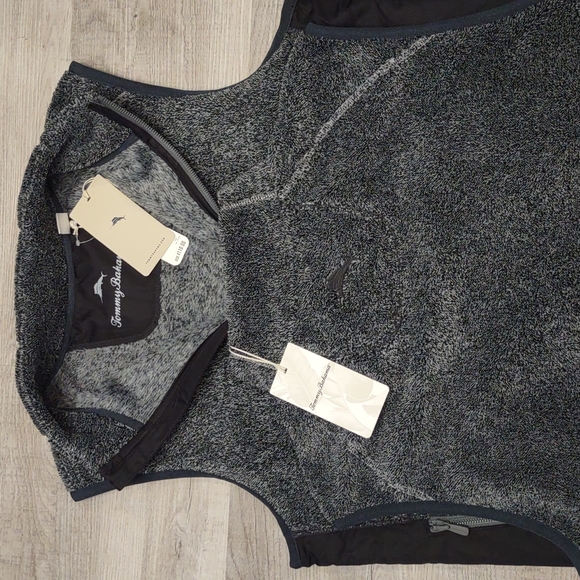 🔥Tommy Bahama Cascade Fleece sleeveless VEST gray coal full zip Pockets Mens S - Picture 5 of 8